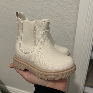 Cream and light pink boots